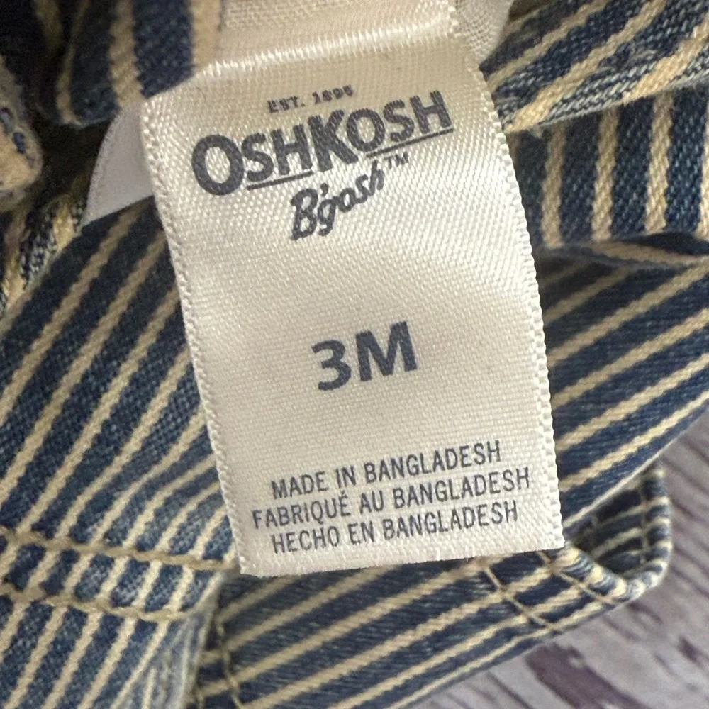 OshKosh B'gosh Overalls Classic Infant Striped Blue & White Denim Size 3 Months